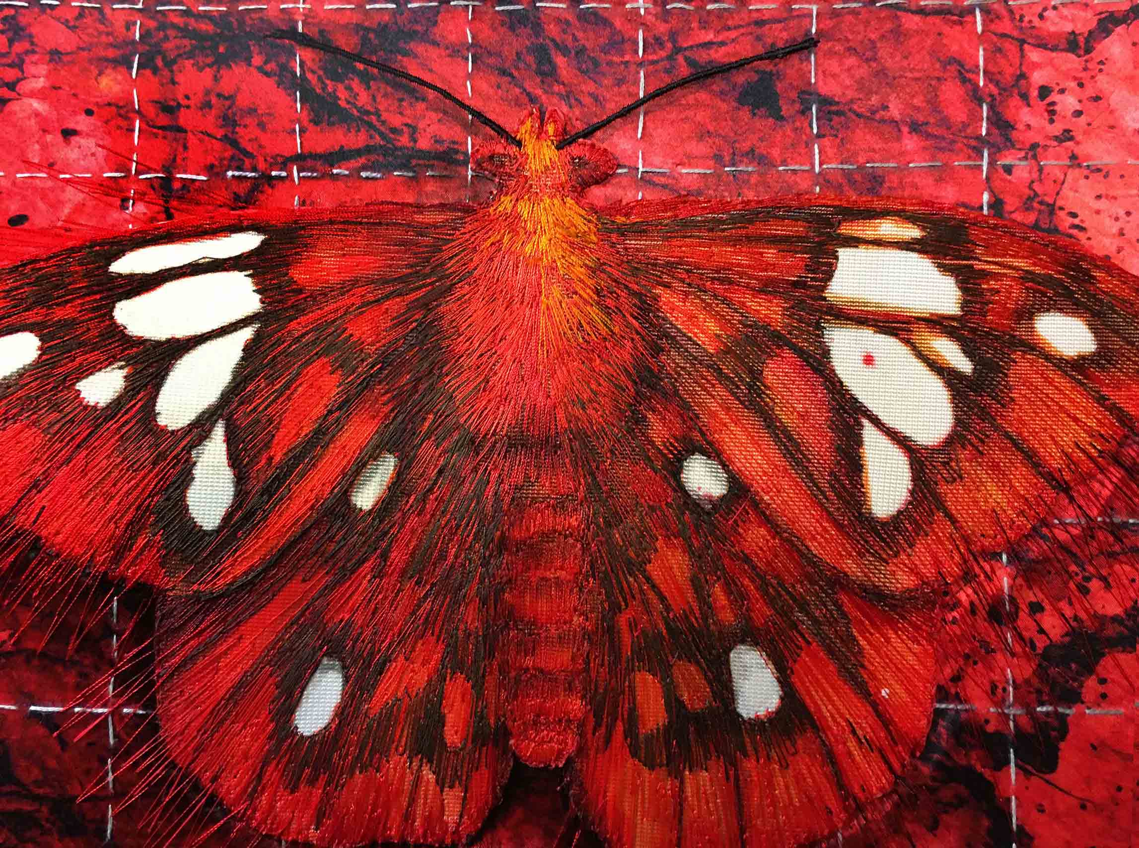 Juxtaposition of moth with burning background